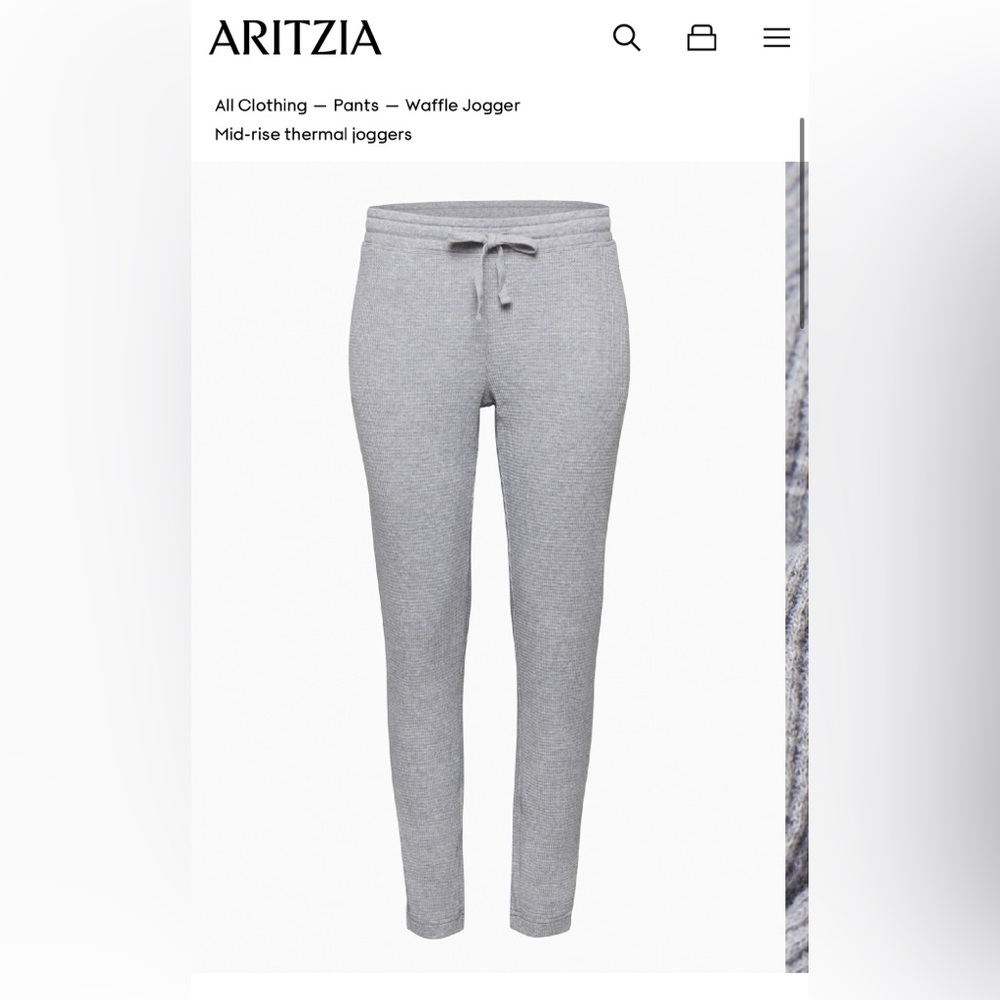 Aritzia waffle Thermal Joggers heathered Dover NWT